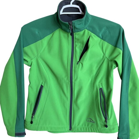 L L Bean Womens XS Pet Softshell Jacket Green Colorblock Athletic Jogging Hiking - Picture 2 of 13